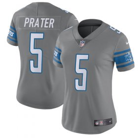 Wholesale Cheap Nike Lions #5 Matt Prater Gray Women\'s Stitched NFL Limited Rush Jersey