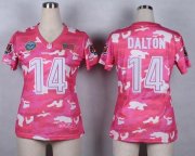 Wholesale Cheap Nike Bengals #14 Andy Dalton Pink Women's Stitched NFL Elite Camo Fashion Jersey