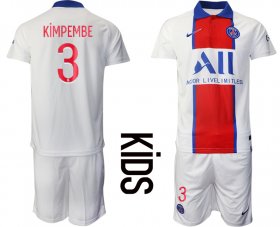 Wholesale Cheap Youth 2020-2021 club Paris St German away 3 white Soccer Jerseys