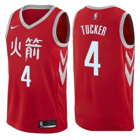 Wholesale Cheap Houston Rockets #4 PJ Tucker Red Nike NBA Men\'s Stitched Swingman Jersey City Edition