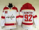 Wholesale Cheap Capitals #92 Evgeny Kuznetsov White Sawyer Hooded Sweatshirt Stitched NHL Jersey