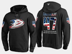 Wholesale Cheap Ducks #47 Hampus Lindholm NHL Banner Wave Usa Flag Black Hoodie