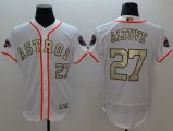 Wholesale Cheap Astros #27 Jose Altuve White FlexBase Authentic 2017 World Series Champions Gold Program Stitched MLB Jersey