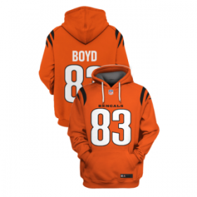 Wholesale Cheap Men\'s Orange Cincinnati Bengals #83 Tyler Boyd 2021 Pullover Hoodie