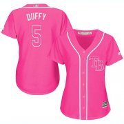 Wholesale Cheap Rays #5 Matt Duffy Pink Fashion Women's Stitched MLB Jersey