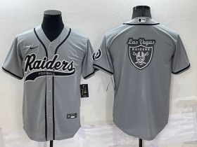 Wholesale Cheap Men\'s Las Vegas Raiders Grey Team Big Logo With Patch Cool Base Stitched Baseball Jersey