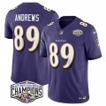 Cheap Men's Baltimore Ravens #89 Mark Andrews Purple F.U.S.E 2024 AFC North Division Champions Vapor Limited Football Jersey