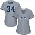 Wholesale Cheap Yankees #34 J.A. Happ Grey Road Women's Stitched MLB Jersey