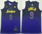 Cheap Men's Los Angeles Lakers #9 Bronny James Jr Purple 2024 City Edition Swingman Sponsor Stitched Jersey