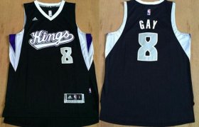 Wholesale Cheap Men\'s Sacramento Kings #8 Rudy Gay Revolution 30 Swingman New Black Jersey