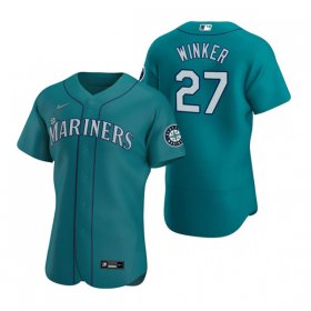 Wholesale Cheap Men\'s Seattle Mariners #27 Jesse Winker Aqua Flex Base Stitched Jersey