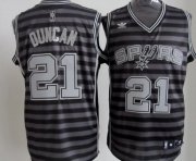 Wholesale Cheap San Antonio Spurs #21 Tim Duncan Gray With Black Pinstripe Jersey