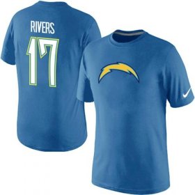 Wholesale Cheap Nike Los Angeles Chargers #17 Philip Rivers Name & Number NFL T-Shirt Electric Blue