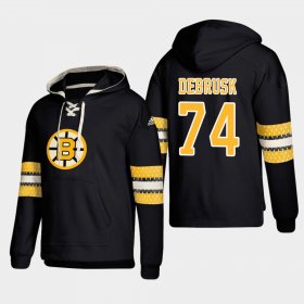 Wholesale Cheap Boston Bruins #74 Jake DeBrusk Black adidas Lace-Up Pullover Hoodie