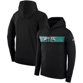 Wholesale Cheap Men\'s Philadelphia Eagles Nike Black Sideline Team Performance Pullover Hoodie