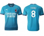 Wholesale Cheap Men 2020-2021 club AC milan away aaa version 8 blue Soccer Jerseys