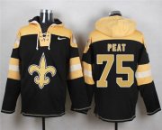 Wholesale Cheap Nike Saints #75 Andrus Peat Black Player Pullover NFL Hoodie