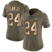 Wholesale Cheap Nike Eagles #24 Darius Slay Jr Olive/Gold Women's Stitched NFL Limited 2017 Salute To Service Jersey