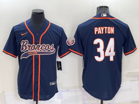 Wholesale Men\'s Chicago Bears #34 Walter Payton Navy Blue Stitched MLB Cool Base Nike Baseball Jersey