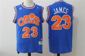 Wholesale Cheap Men\'s Cleveland Cavaliers 23 Lebron James Blue Hardwood Classics Swingman Jersey