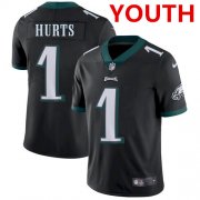 Wholesale Cheap Youth Philadelphia Eagles #1 Jalen Hurts Black Vapor Untouchable Limited Stitched Jersey