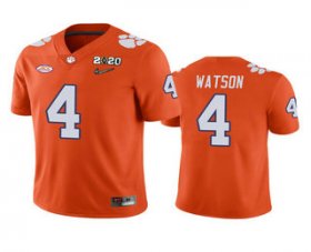 Wholesale Cheap Men\'s Clemson Tigers #4 Deshaun Watson Orange 2020 National Championship Game Jersey