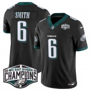 Cheap Men's Philadelphia Eagles #6 DeVonta Smith Black 2024 New NFC East Champions F.U.S.E. Vapor Untouchable Limited Stitched Football Jersey