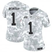 Cheap Women's Kansas City Chiefs #1 Xavier Worthy 2024 F.U.S.E Arctic Camo Salute To Service Limited Stitched Football Jersey(Run Small)