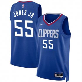 Men\'s Los Angeles Clippers #55 Derrick Jones Jr Blue Icon Edition Stitched Jersey