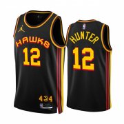 Wholesale Cheap Men's Atlanta Hawks #12 De'Andre Hunter 2022-23 Black Statement Edition Stitched Jersey