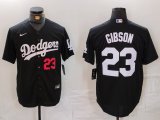 Men's Los Angeles Dodgers #23 Kirk Gibson Number Black Cool Base Stitched Jersey