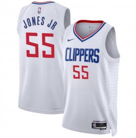 Men\'s Los Angeles Clippers #55 Derrick Jones Jr White Association Edition Stitched Jersey