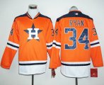 Wholesale Cheap Astros #34 Nolan Ryan Orange Long Sleeve Stitched MLB Jersey