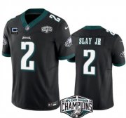 Cheap Men's Philadelphia Eagles #2 Darius Slay JR Black 2024 NFC East Champions With 3-Star C Patch F.U.S.E. Vapor Untouchable Limited Stitched Football Jersey