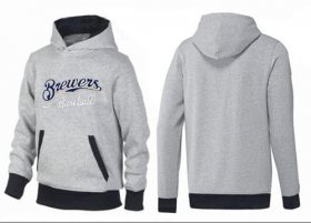 Wholesale Cheap Milwaukee Brewers Pullover Hoodie Grey & Black