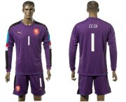 Wholesale Cheap Czech #1 Cech Purple Goalkeeper Long Sleeves Soccer Country Jersey