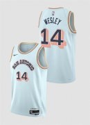 Cheap Men's San Antonio Spurs #14 Blake Wesley Light Blue 2024-25 City Edition Stitched Basketball Jersey