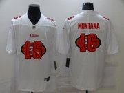 Wholesale Cheap Men's San Francisco 49ers #16 Joe Montana White 2020 Shadow Logo Vapor Untouchable Stitched NFL Nike Limited Jersey