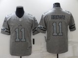 Wholesale Cheap Men's Philadelphia Eagles #11 A. J. Brown Gray Gridiron Team Logo Limited Stitched Jersey