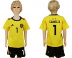 Wholesale Cheap Belgium #1 Courtois Away Kid Soccer Country Jersey