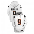 Wholesale Cheap Men's White Cincinnati Bengals #9 Joe Burrow 2021 Pullover Hoodie