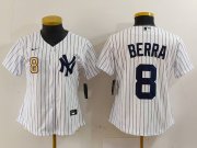 Cheap Women's New York Yankees #8 Yogi Berra Number White Stitched Nike Cool Base Throwback Jersey