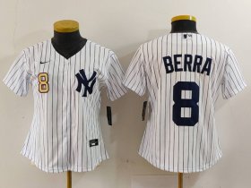 Cheap Women\'s New York Yankees #8 Yogi Berra Number White Stitched Nike Cool Base Throwback Jersey