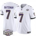 Cheap Men's Baltimore Ravens #7 Rashod Bateman White F.U.S.E 2024 AFC North Division Champions Vapor Limited Football Jersey