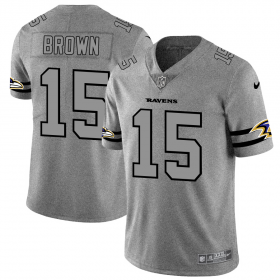 Wholesale Cheap Baltimore Ravens #15 Marquise Brown Men\'s Nike Gray Gridiron II Vapor Untouchable Limited NFL Jersey