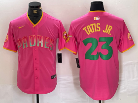 Wholesale Cheap Men\'s San Diego Padres #23 Fernando Tatis Jr. Pink Cool Base Stitched Baseball Jersey