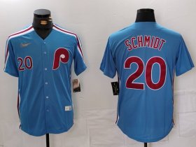 Men\'s Philadelphia Phillies #20 Mike Schmidt Number Light Blue Cooperstown Cool Base Jersey