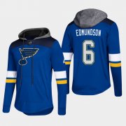 Wholesale Cheap Blues #6 Joel Edmundson Blue 2018 Pullover Platinum Hoodie