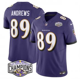 Cheap Men\'s Baltimore Ravens #89 Mark Andrews Purple F.U.S.E 2024 AFC North Division Champions Vapor Limited Football Jersey