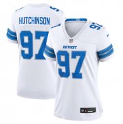 Cheap Women's Detroit Lions #97 Aidan Hutchinson White Stitched Jersey(Run Smaller)